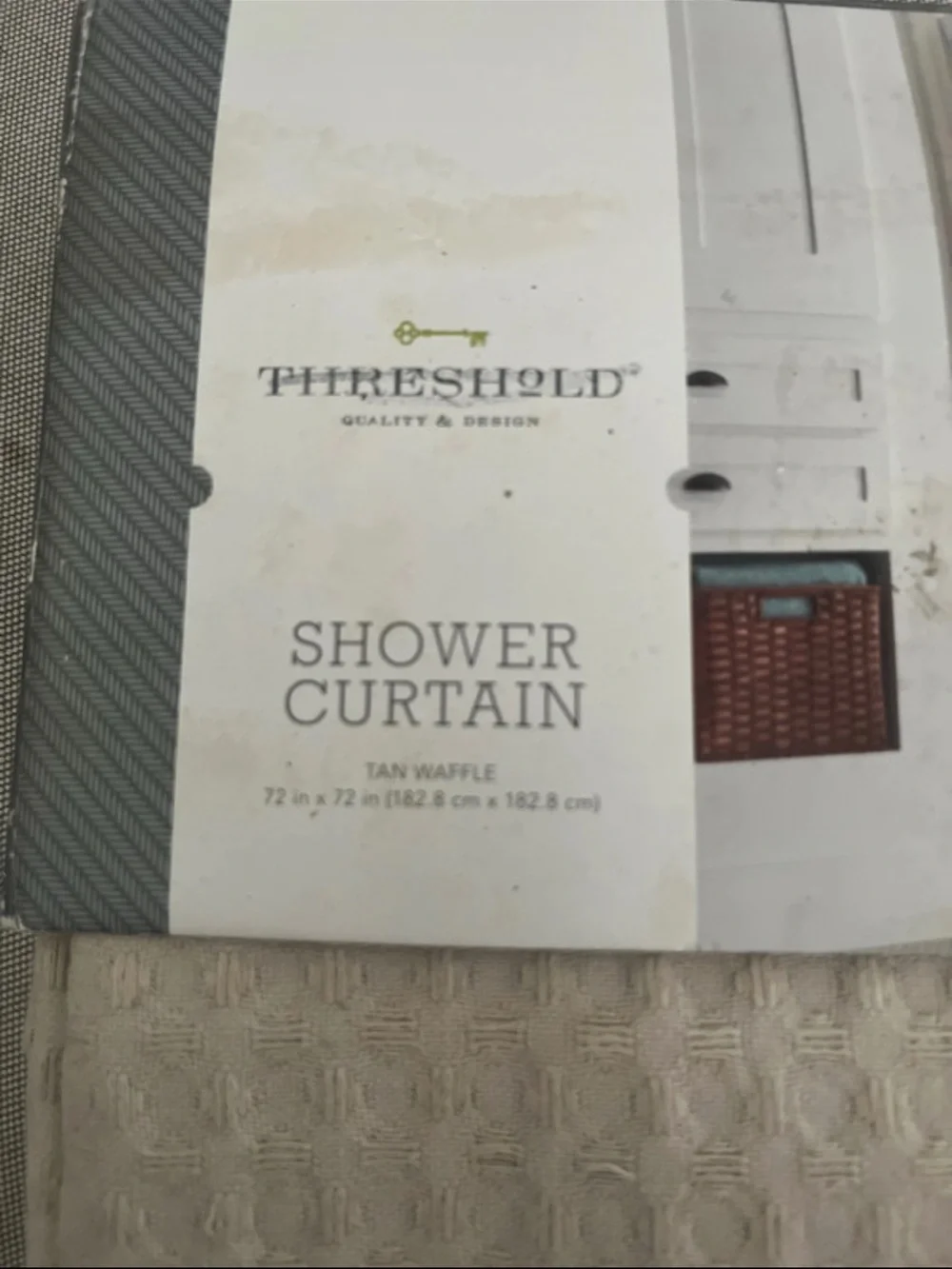 Threshold Cream Textured Waffle Shower Curtain-tan